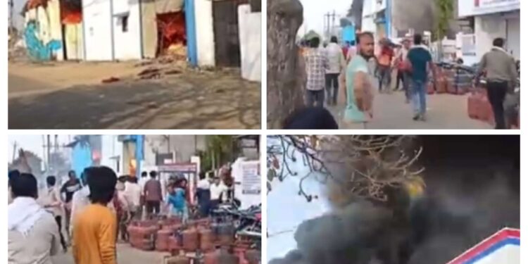रुई फेक्ट्री में लगी भीषण आग लाखों का माल जलकर खाक