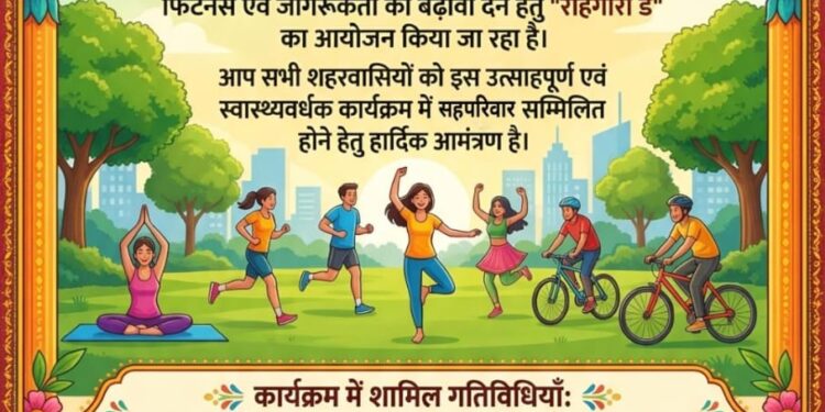 *नगर निगम द्वारा जागृति पार्क में राहगीरी डे का आयोजन रविवार सुबह 7 बजे से* *निगम प्रशासन ने नगरवासियों से की सहभागिता की अपील*