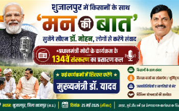 *शुजालपुर में किसानों के साथ ‘मन की बात’ सुनेंगे सीएम डॉ. मोहन, लोगों से करेंगे संवाद*  * *प्रधानमंत्री मोदी के कार्यक्रम के 134वें संस्करण का प्रसारण कल* – *कई कार्यक्रमों में शिरकत करेंगे मुख्यमंत्री डॉ. यादव*