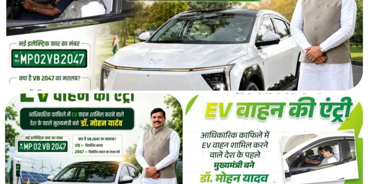 🚨 ब्रेकिंग न्यूज़  मध्यप्रदेश में EV क्रांति की एंट्री! 🚨 ⚡ देश में पहली बार किसी मुख्यमंत्री के आधिकारिक काफिले में शामिल हुई इलेक्ट्रिक कार!