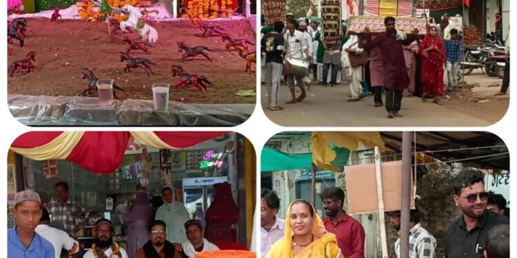 मातमी पर्व मुहर्रम मनाया गया निकाला ताजिया जुलूस,, शहीदाने कर्बला की याद में सजा कर्बला का जीवंत सीन बना आकर्षण का केंद्र।