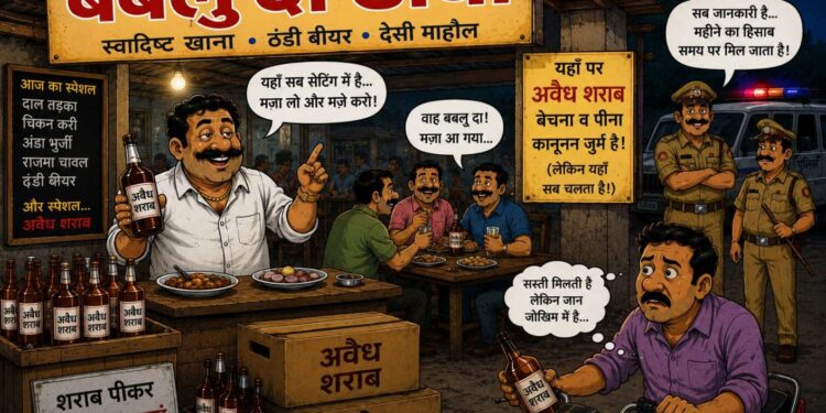 ढाबों पर बेखौफ चल रहा अवैध शराब का खेल…। आखिर आबकारी विभाग की नजर में सब कुछ कैसे ठीक चल रहा है…!