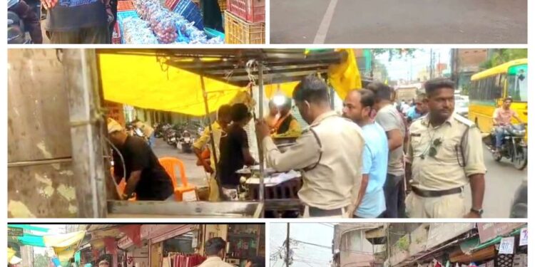 यातायात सुधार हेतु नगर निगम टीम ने नगरीय एवं उपनगरीय क्षेत्र के मुख्य मार्गों में चलाया अतिक्रमण हटाओ अभियान*