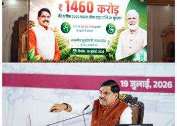 *खिले 10.54 लाख किसानों के चेहरे, सीएम डॉ. यादव ने खातों में ट्रांसफर किए 1460.25 करोड़ रुपए*  – *प्रधानमंत्री फसल बीमा के अंतर्गत खरीफ-2025 की दावा राशि सिंगल क्लिक से अंतरित* – *सीएम डॉ. यादव ने जगदीशपुर में कैबिनेट की बैठक के बाद जारी की राशि*