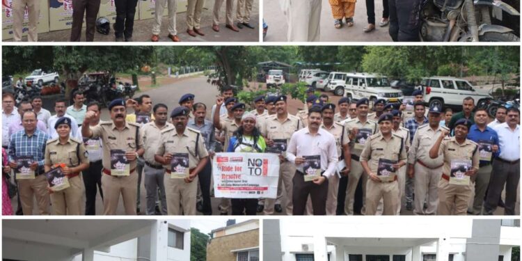 *केरल से पूरे भारत में नशे के विरुद्ध जनजागरण कर रहीं बाइक राइडर सायनी पहुँचीं कटनी, पुलिस अधीक्षक श्री अभिनय विश्वकर्मा ने किया अभिनंदन*