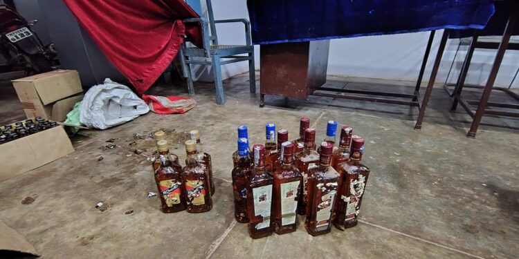 कलेक्टर के निर्देश पर अवैध शराब के विरुद्ध कार्रवाई  ग्राम कोड़िया में किराना दुकान और पानी के गड्ढे से देशी-विदेशी मदिरा जब्त, प्रकरण दर्ज