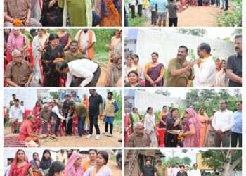 *महापौर, क्षेत्रीय पार्षद एवं जनप्रतिनिधियों की मौजूदगी में आचार्य विनोबा भावे वार्ड में लगभग 39.50 लाख के विकास कार्यों का भूमिपूजन संपन्न*  *सी.सी. नाली एवं सड़क निर्माण कार्यों से क्षेत्र में आवागमन होगा सुगम, जलभराव से मिलेगी राहत*