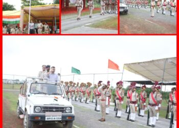 स्‍वतंत्रता दिवस के मुख्‍य समारोह की फुल ड्रेस रिहर्सल आयोजित  अपर कलेक्टर श्री मिश्रा ने ली परेड की सलामी