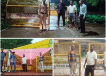 बारिश का कहर बढ़ा जलस्तर, घाटों पर हाई अलर्ट—निगम ने कसी कमर  नदी-नालों में उफान बैरिकेडिंग के बाद निगमायुक्त की सख्त अपील—रपटों और पुलियों से रहें दूर
