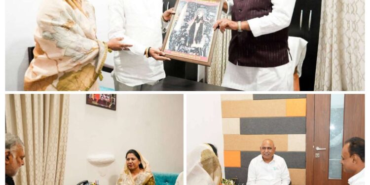 मंत्री प्रहलाद पटेल से मिलीं कविता पंकज राय, मां विरासन देवी मंदिर में सामुदायिक भवन का आश्वासन