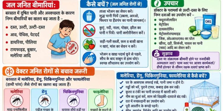 *बारिश में जल एवं वेक्टर जनित बीमारियों से बचाव जरूरी,मुख्य चिकित्सा एवं स्वास्थ्य अधिकारी ने जारी की एडवाइजरी*