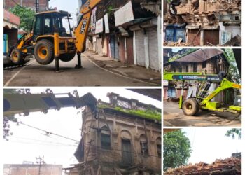 *जन सुरक्षा के मद्देनजर जर्जर भवनों के विरूद्ध कार्यवाही का सिलसिला जारी*  *गुरूनानक वार्ड बरही रोड स्थित जर्जर भवन पर पूर्ण सुरक्षा व्यवस्था के बीच डिस्मेंटल की कार्यवाही शुरू*