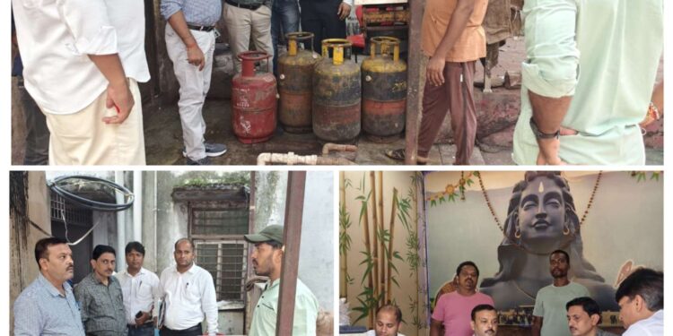 कलेक्‍टर के निर्देश पर घरेलू एलपीजी के व्यावसायिक उपयोग के विरूद्ध हुई छापामार कार्रवाई  खाद्य आपूर्ति विभाग ने 8 सिलेंडर और 2 चूल्हा-भट्टी किया जब्त