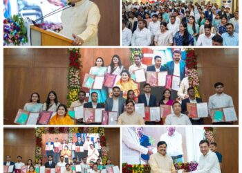 खनिज साधन विभाग में चयनित 63 नवनियुक्त खनि निरीक्षकों को नियुक्ति पत्र वितरित कर शुभकामनाएँ दीं।