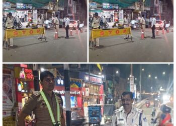चांडक चौक पर जाम से राहत के लिए यातायात पुलिस की पहल, अस्थाई डिवाइडर एवं प्लास्टिक कोन लगाकर व्यवस्थित किया आवागमन