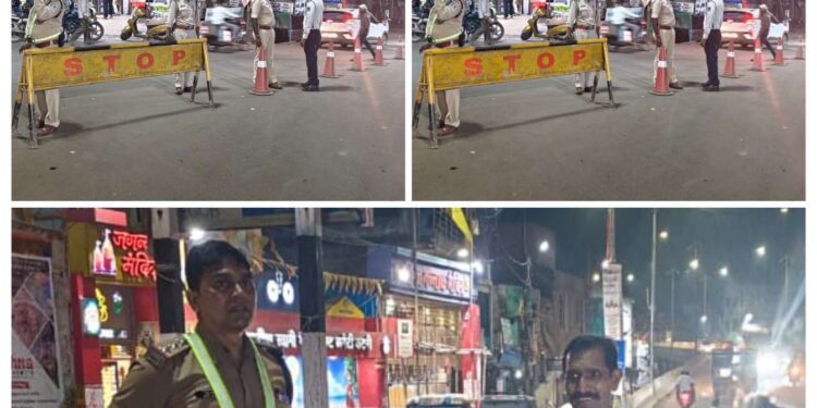चांडक चौक पर जाम से राहत के लिए यातायात पुलिस की पहल, अस्थाई डिवाइडर एवं प्लास्टिक कोन लगाकर व्यवस्थित किया आवागमन